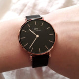 Daniel Wellington DW00100307 Petite Ashfield Women’s Watch – Black Dial with Matte Black Mesh Strap