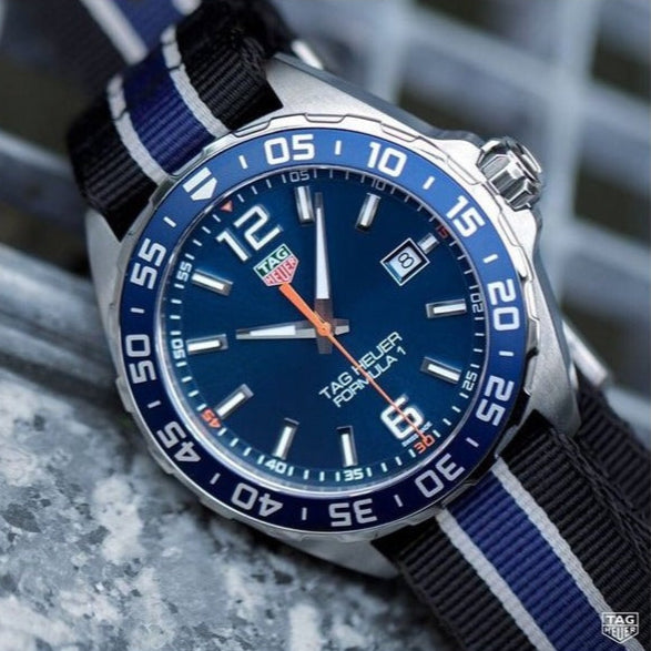 Tag Heuer Formula 1 Chronograph Blue Dial Two Tone NATO Strap Watch for Men - CAZ1014.FC8197