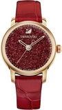 Swarovski 5295380 Crystalline Hours Women's Watch – Red Crystal Dial & Red Leather Strap
