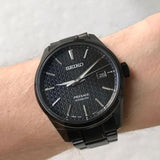 Seiko Presage Sharp Edged Series Black Dial Black Steel Strap Watch For Men - SPB229J1