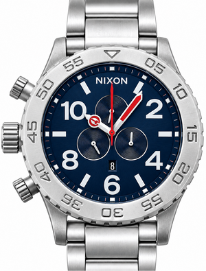 Nixon 51-30 Chrono Blue Dial Silver Steel Strap Watch for Men - A083-307