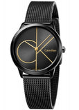 Calvin Klein K3M214X1 Minimal Quartz Men's Watch – Black Dial & Black Mesh Strap