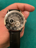 Bulova BVA Classic Automatic Silver Dial Black Leather Strap Watch for Men - 96A135