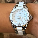 Tag Heuer Aquaracer Diamonds White Dial Two Tone Steel Strap Watch for Women - WAY131D.BA0914