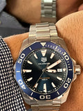 Tag Heuer Aquaracer Blue Dial Quartz Silver Steel Strap Watch for Men - WAY111C.BA0928