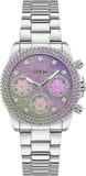 Guess GW0483L1 Sol Chronograph Women's Watch – Multicolor Crystal Dial & Silver Steel Bracelet
