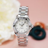 Tag Heuer Aquaracer Diamonds Women's Watch WBD131B.BA0748 – Mother of Pearl Dial with Silver Steel Strap