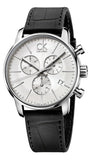Calvin Klein K2G271C6 City Men's Chronograph Watch – Silver Dial & Black Leather Strap