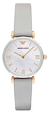 Emporio Armani AR1965 Gianni T Bar Quartz Women's Watch – Mother of Pearl Dial & White Leather Strap