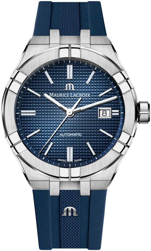 Maurice Lacroix Aikon Automatic Date Blue Dial Blue Silicone Strap Watch For Men - AI6008-SS000-430-4
