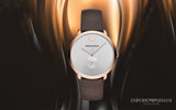 Emporio Armani Modern Slim Analog Silver Dial Brown Leather Strap Watch For Men - AR11163