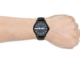 Armani Exchange Hampton AX2411 Men's Quartz Watch – Blue Dial Paired with Black Leather Strap
