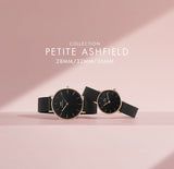 Daniel Wellington DW00100307 Petite Ashfield Women’s Watch – Black Dial with Matte Black Mesh Strap
