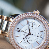 Bulova Crystal Collection Silver Dial Two Tone Steel Strap Watch for Women - 98N100