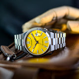 Citizen Tsuyosa NJ0150-81Z Men's Automatic Watch – Yellow Dial with Silver Steel Strap