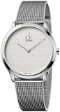 Calvin Klein K3M2112Y Minimal Men's Watch – White Dial with Silver Mesh Bracelet
