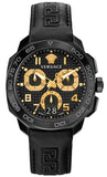 Versace VQC020015 Dylos Chronograph Quartz Men's Watch – Black Dial & Black Rubber Strap