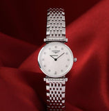 Longines L4.209.4.87.6 La Grande Classique Quartz Women's Watch – White Dial with Diamonds & Silver Steel Bracelet