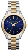 Michael Kors MK3479 Slim Runway Women's Watch – Blue Dial & Two-Tone Steel Bracelet