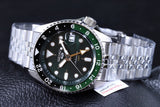 Seiko 5 Sports SSK035K1 SKX GMT Automatic Men's Watch – Green Dial & Silver Steel Bracelet