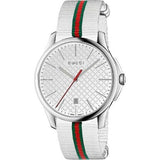Gucci YA126322 G-Timeless Quartz Men's Watch – White Dial & White NATO Strap