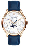 Movado 3650011 Heritage Celestograf Women's Watch – White Mother of Pearl Dial & Blue Leather Strap