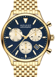 Movado 3650015 Heritage Calendoplan Quartz Men's Watch – Blue Dial & Gold Steel Strap