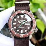 Seiko 5 Sports SRPD85K1 Automatic Men's Watch – Brown Dial & Brown Nylon Strap