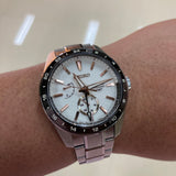 Seiko Presage Sharp Edged Series Automatic GMT Champagne Dial Silver Steel Strap Watch For Men - SPB273J1