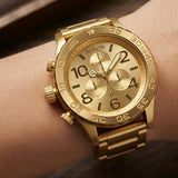 Nixon 42-20 Chrono Gold Dial Gold Steel Strap Watch for Men - A037-502