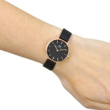 Daniel Wellington DW00100307 Petite Ashfield Women’s Watch – Black Dial with Matte Black Mesh Strap