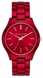 Michael Kors MK3895 Slim Runway Quartz Women's Watch – Red Dial & Red Steel Strap