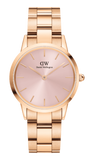 Daniel Wellington DW00100335 Iconic Link Women's Watch – Pink Dial & Rose Gold Steel Strap