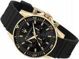 Maserati SFIDA Chronograph Black Dial Rubber Strap Watch For Men - R8871640001