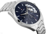 Tommy Hilfiger Baker Quartz Blue Dial Silver Steel Strap Watch For Men - 1710448