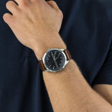 Armani Exchange Hampton AX2133 Men's Chronograph Watch – Blue Dial with Brown Leather Strap
