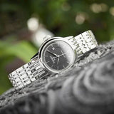 Tissot T085.207.11.051.00 Carson Automatic Women's Watch – Black Dial & Silver Steel Strap
