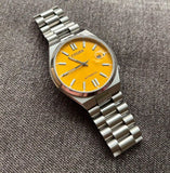 Citizen Tsuyosa NJ0150-81Z Men's Automatic Watch – Yellow Dial with Silver Steel Strap