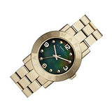 Marc Jacobs Amy Green Dial Gold Steel Strap Watch for Women - MBM8609