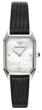 Emporio Armani AR11148 Gioia Analog Women's Watch – Mother of Pearl Dial & Black Leather Strap