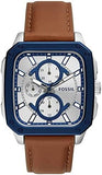 Fossil BQ2658 Inscription Multifunction Men’s Watch – Silver Dial with Brown Leather Strap