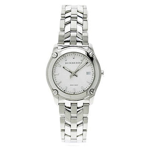 Burberry Heritage Check White Dial Silver Steel Strap Watch for Women - BU1853