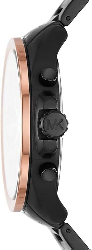 Michael Kors Wren Chronograph Black Dial Black Steel Strap Watch For Men - MK8933