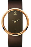 Calvin Klein K9423303 Glam Women's Watch – Transparent Dial with Brown Leather Strap