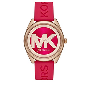 Michael Kors Janelle Three Hand Red Dial Red Rubber Strap Watch For Women - MK7142