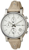 Fossil ES3625 Boyfriend Chronograph Women's Watch – White Dial & Brown Leather Strap