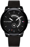 Tommy Hilfiger 1791479 Denim Quartz Men's Watch – Black Dial & Black Leather Strap