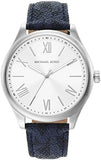 Michael Kors MK8930 Benning Three-Hand Men's Watch – Silver Dial & Blue Leather Strap