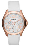 Fossil AM4486 Cecile Women's Watch – White Dial & White Leather Strap