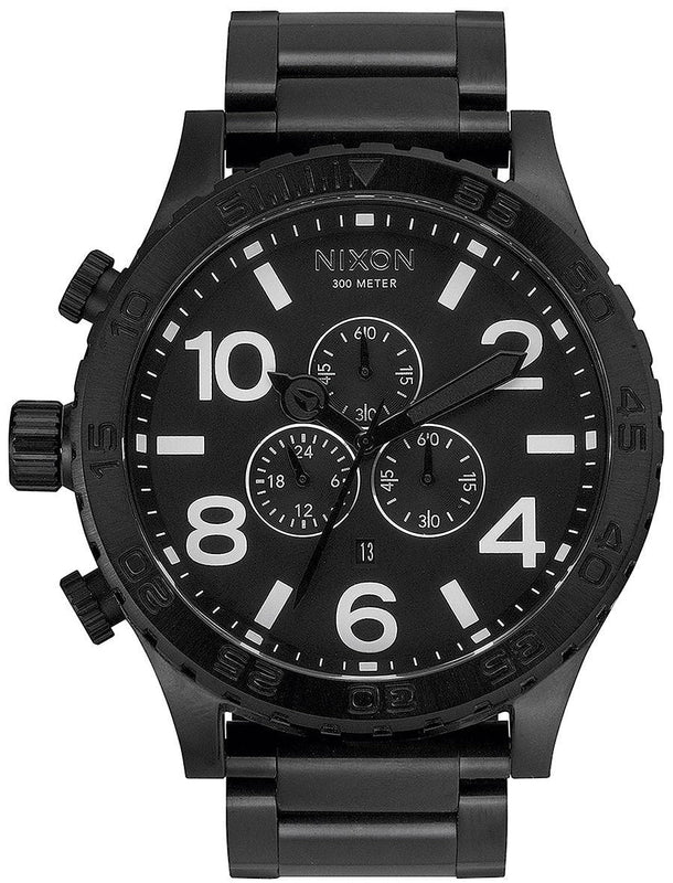 Nixon 51-30 Chrono Black Dial Black Steel Strap Watch for Men - A083-001
